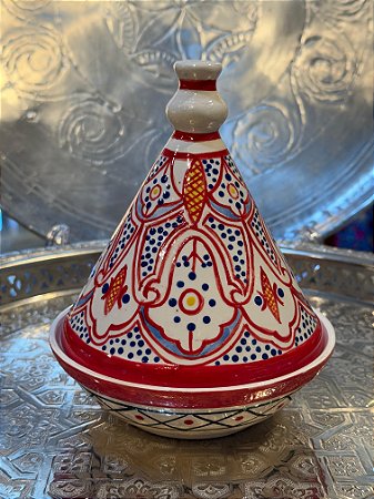 Tagine Saleiro - Modelo Marrocos - Vermelho e Azul
