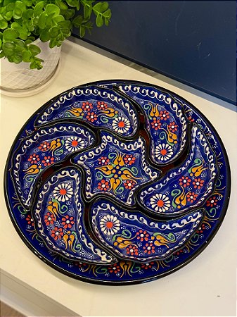 Petisqueira com Prato - Cerâmica - Turquia - Azul