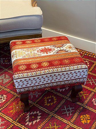 Banqueta Jacquard Turquia - Vermelho e Branco