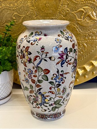 Vaso Cerâmica Bege e Colorido 30CM