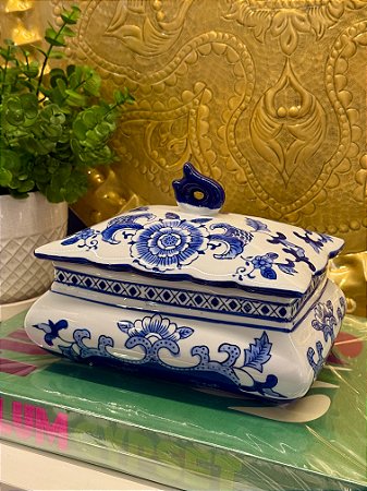 Pote - Cerâmica - Azul e Branco