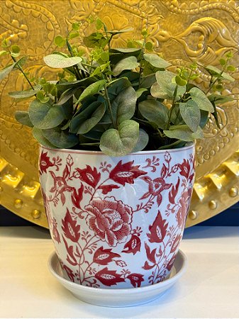 Cachepot em Ceramica - Vermelho - 20,5CM