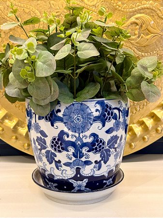 Cachepot em Ceramica - Azul  - 20,5CM