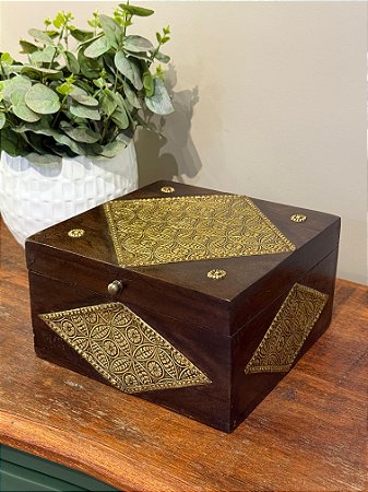 Caixa Decorativa - Porta Joias - Madeira - Marchetaria - 23X23