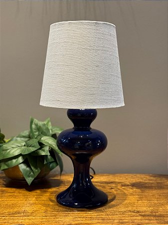 Abajur - Cerâmica - Azul com Cúpula