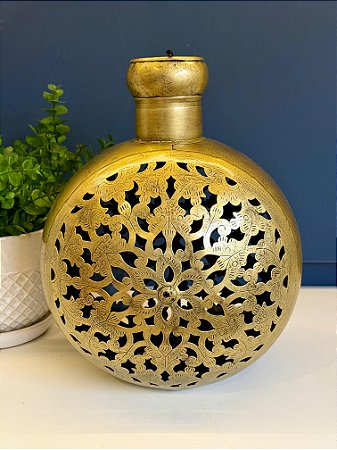 Lanterna - Porta Vela - Metal - Dourada - 31CM