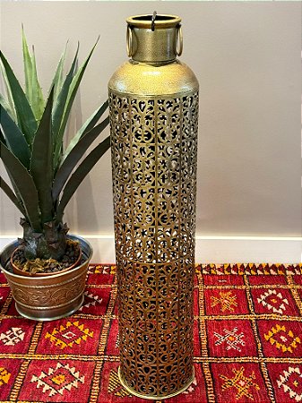 Lanterna - Porta Vela - Metal - Dourada - 87CM