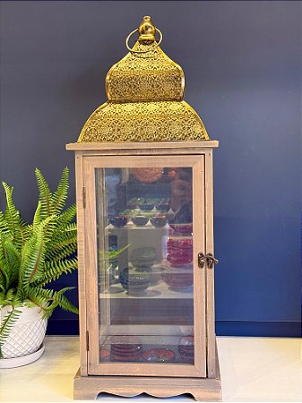 Lanterna - Metal e Vidro - Dourado Envelhecido - 66CM