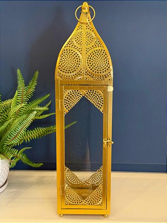Lanterna - Metal e Vidro - Dourado - 57CM