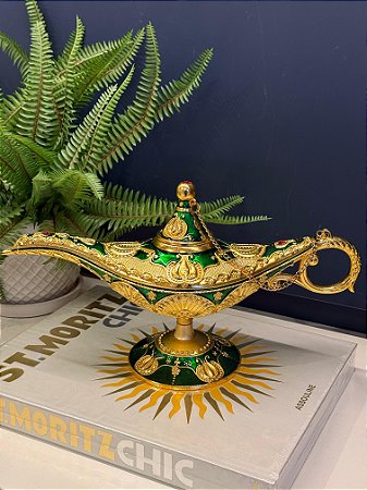 Lâmpada Mágica - Metal - Verde e Dourada - GG
