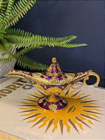 Lâmpada Mágica - Metal - Roxo e Dourada - 21CM
