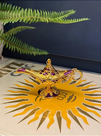 Lâmpada Mágica - Metal - Roxo e Dourada - 12CM