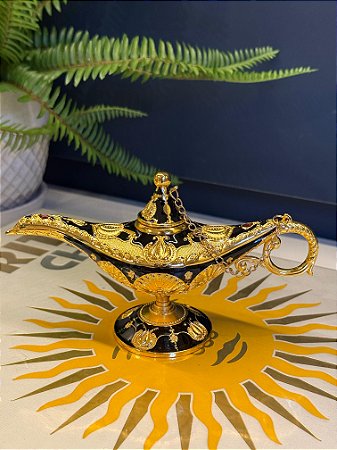 Lâmpada Mágica - Metal - Preto e Dourada - 17CM