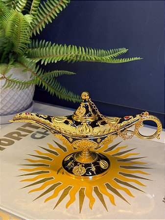 Lâmpada Mágica - Metal - Preto e Dourada - 21CM