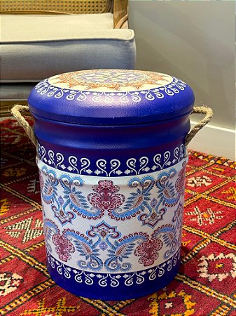 Banco Cesto Decorativo Azul M
