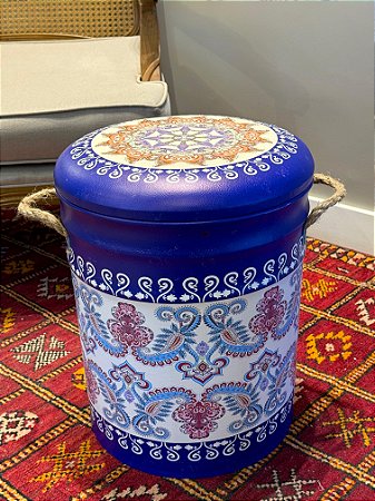 Banco Cesto Decorativo Azul G