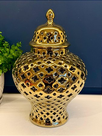 Potiche - Cerâmica - Dourado - 37CM