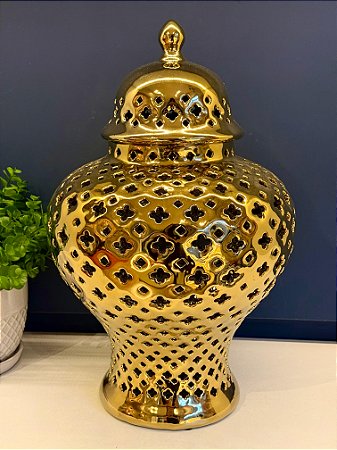 Potiche - Cerâmica - Dourado - 47CM