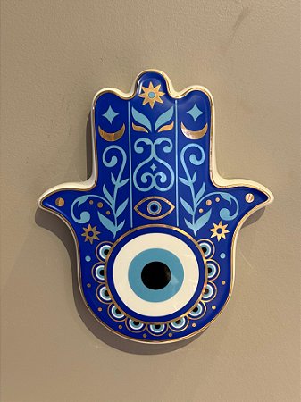 Hamsa de Parede ou Mesa - Cerâmica - Mão de Fátima