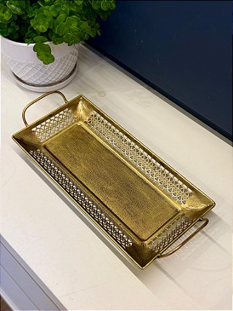 Bandeja - Metal - Dourado Envelhecido - M