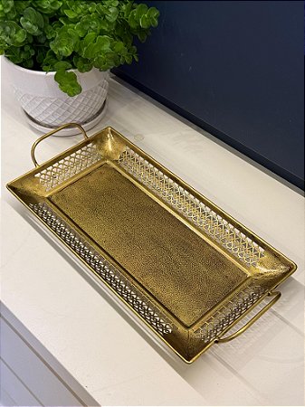 Bandeja - Metal - Dourado Envelhecido - 39CM