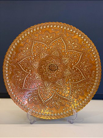 Centro de Mesa em Vitral - Cobre e Dourado - Grande