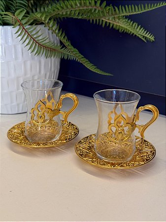 Copo Turco - Pares - Vidro Turquia - Dourado