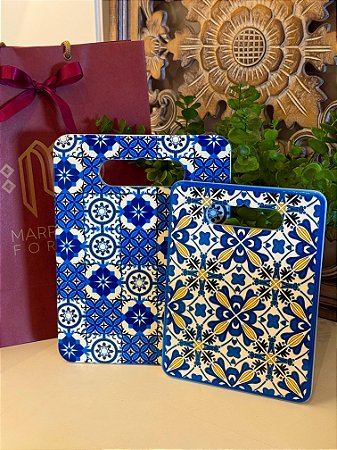 Kit 2 Tábuas - Cerâmica - Azul e Amarelo