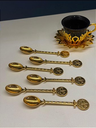 Jogo de Colheres - Turcas - Metal - Dourada