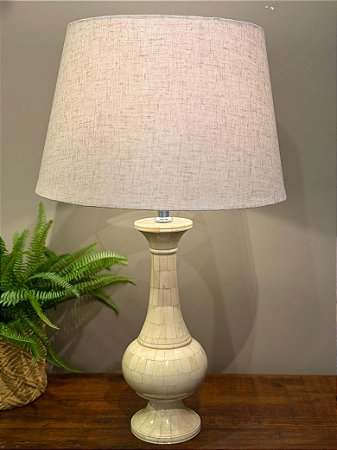 Abajur de Osso - Com Cúpula de Linho