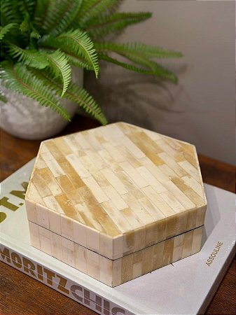 Caixa Decorativa - Osso - Bege - 23X20