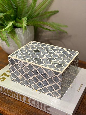 Caixa Decorativa - Osso - Cinza - 20X15