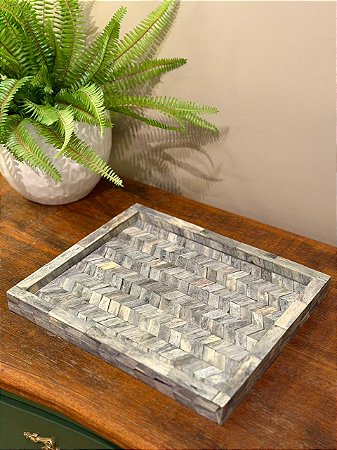 Bandeja - Osso - Cinza - 31CM