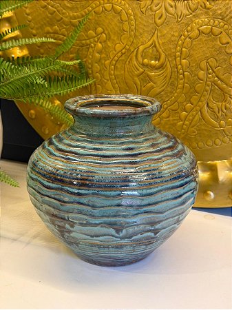 Vaso Cerâmica Turquesa 23CM