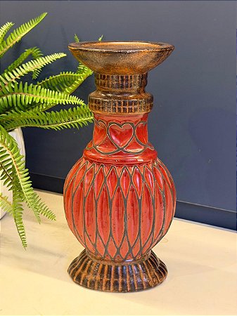 Castiçal - Porta Vela - Vermelho 24,5cm