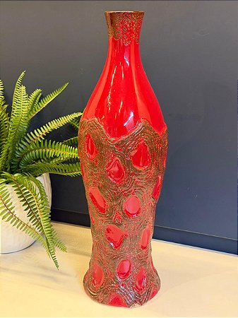 Vaso Cerâmica Vermelho 46cm