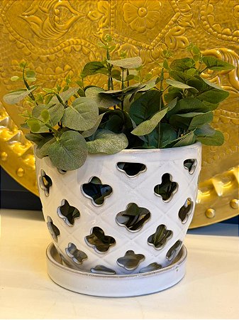 Cachepot em Ceramica - Branco - 20CM