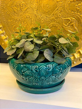 Cachepot em Cerâmica - Verde - 27CM