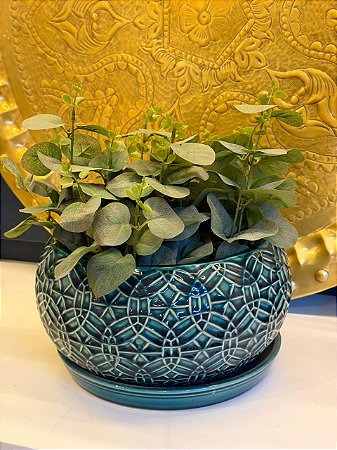 Cachepot em Cerâmica - Verde - 24CM