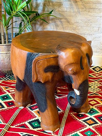 Banqueta Elefante - Madeira Maciça - 38cm