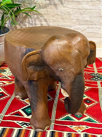 Banqueta Elefante - Madeira Maciça - 43cm