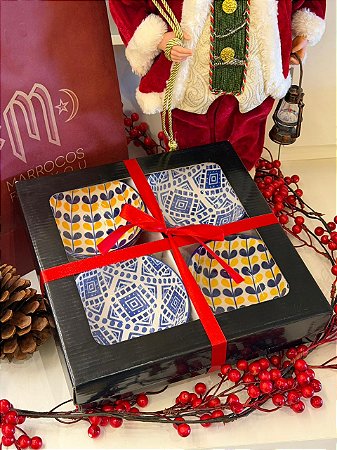 Kit 4 Bowls - Cerâmica - Azul e Amarelo