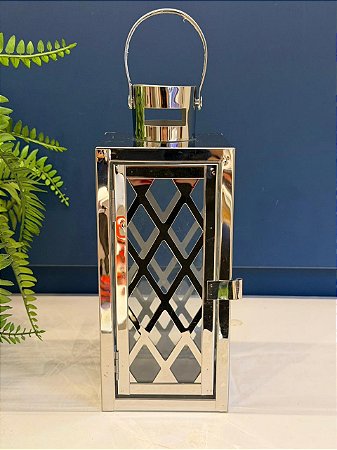 Lanterna - Metal - Prata - 26CM