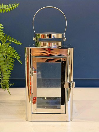 Lanterna - Metal - Prata - 23CM