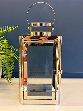 Lanterna - Metal - Prata - 33CM