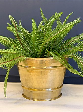 Cachepot em Alumínio - Martelado - Dourado Claro - 24CM