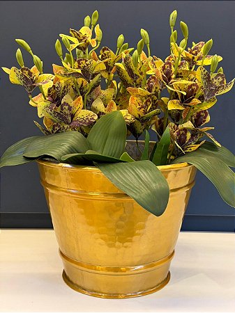 Cachepot em Alumínio - Dourado - 27CM