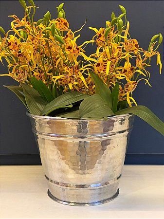 Cachepot em Alumínio - Prateado - 27CM