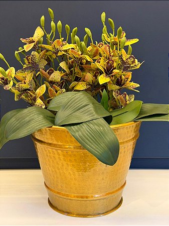 Cachepot em Alumínio - Dourado - 27CM