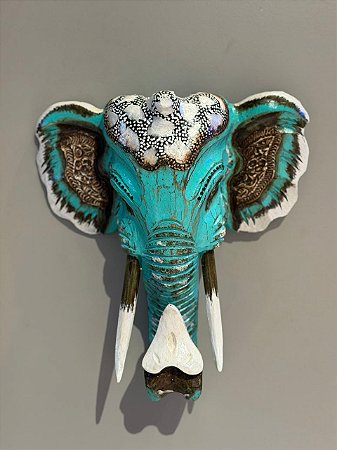 Cabeça De Elefante - Madeira - Verde